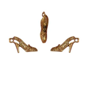 10 Pcs Tibetan Gold Tone Cinderella Shoe Cinderella Shoe Sling Back 3D 20mm x 10mm Charms Pendants