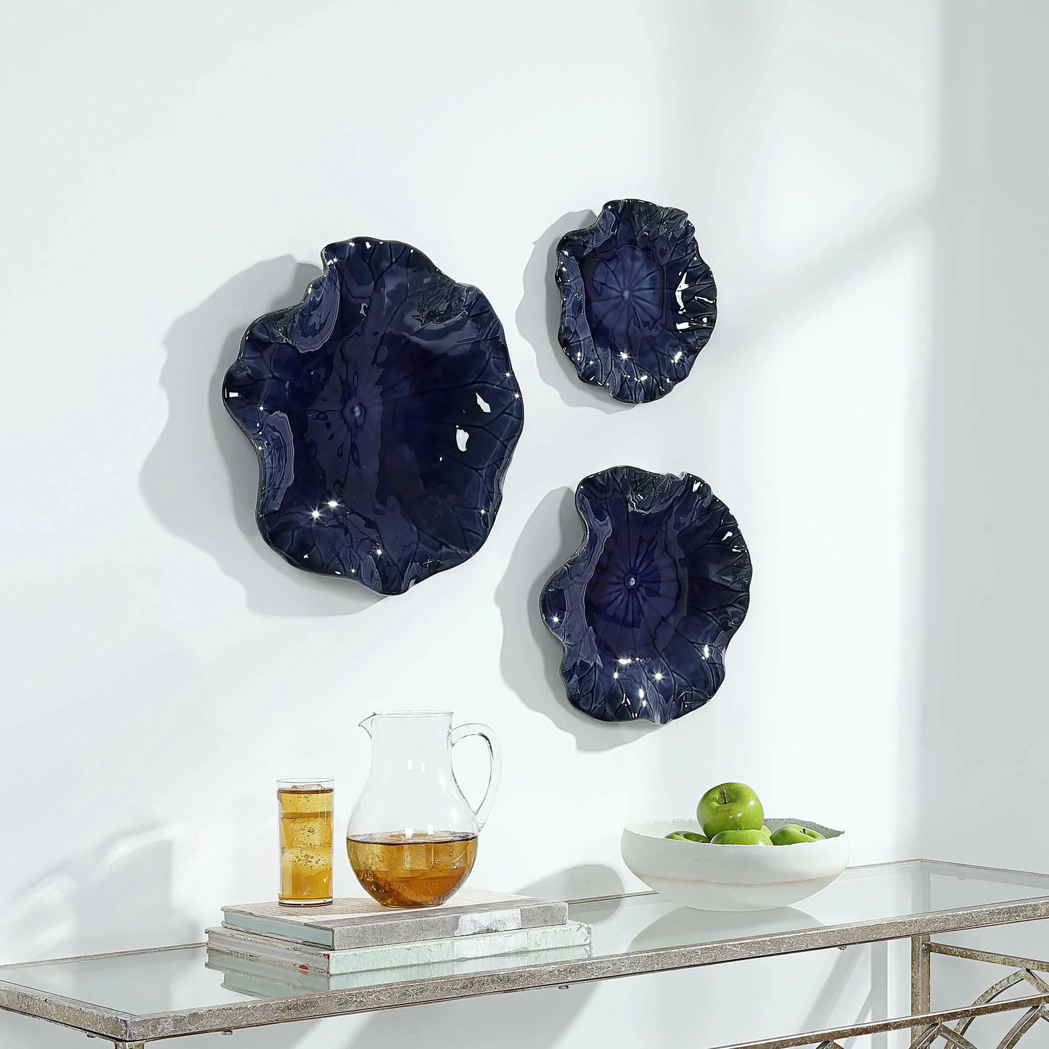 Abella Blue Ceramic Wall Decor, S/3