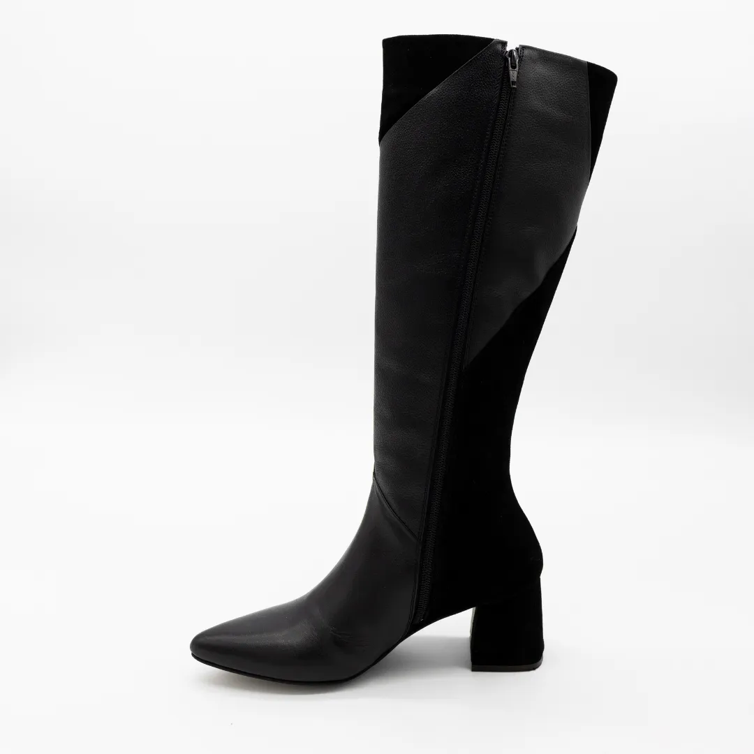 Bari knee-high boots in black leather womens shoes