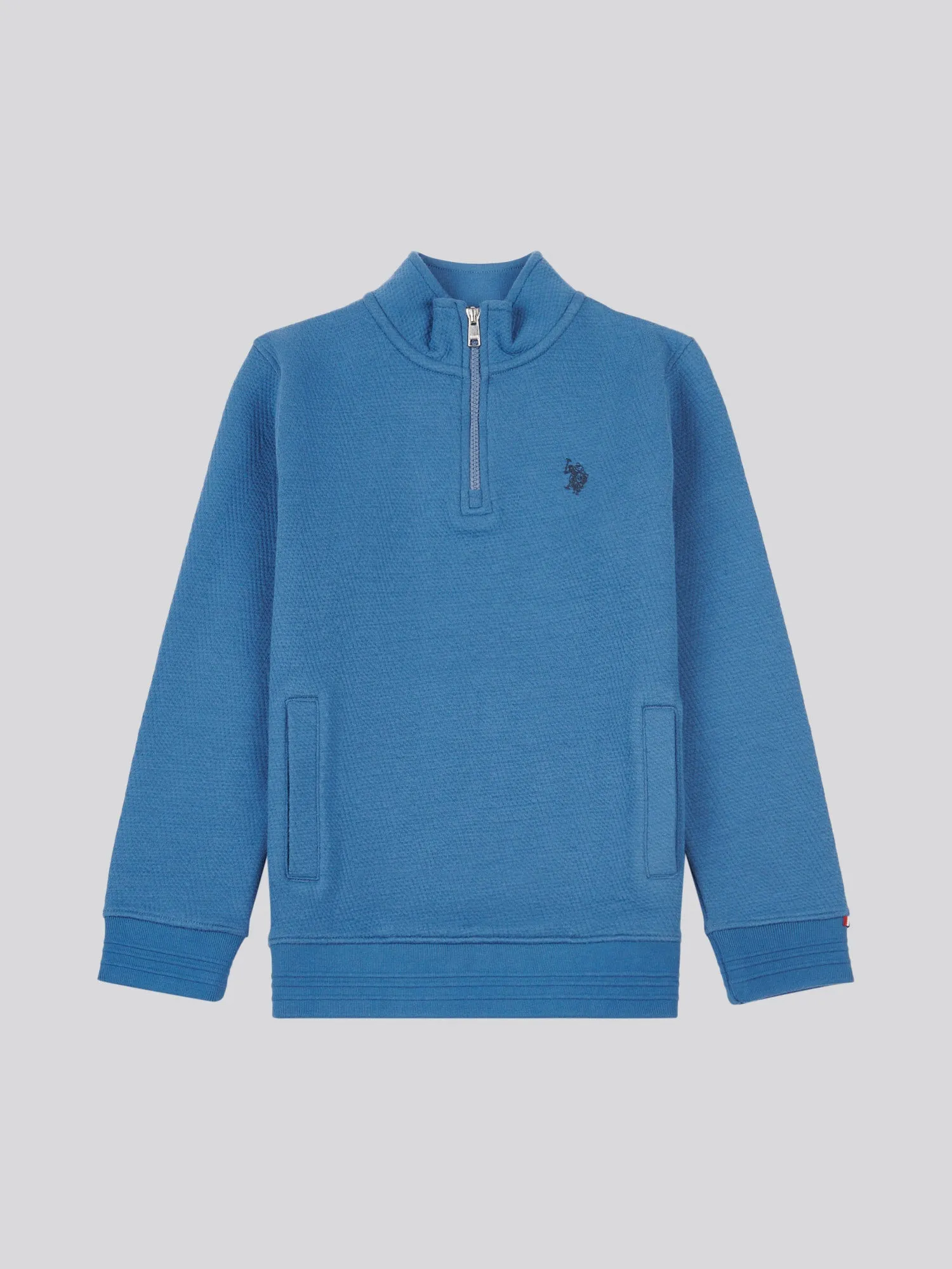 Boys Herringbone ¼ Zip Sweatshirt in Blue Horizon Marl