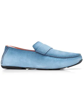 Burnished Suede Hamnet Penny Loafer in Blue