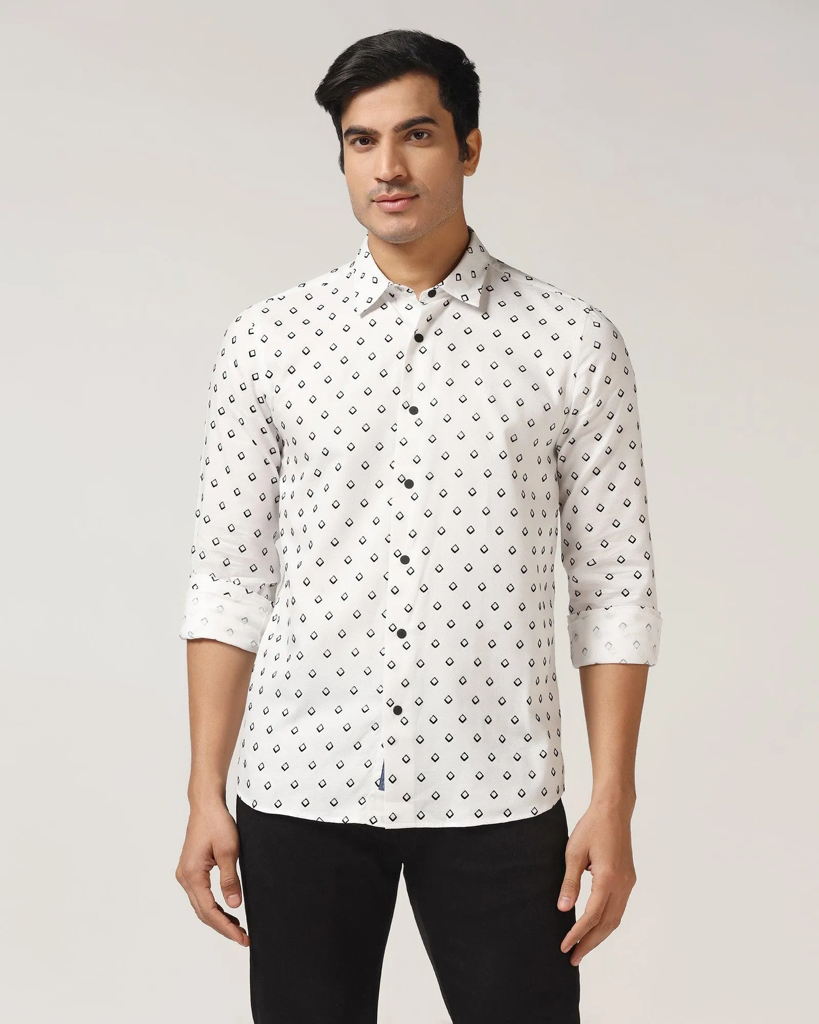 Casual White Printed Shirt - Dynamo