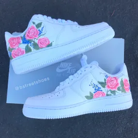 Custom Painted Pink Rose Nike Air Force I