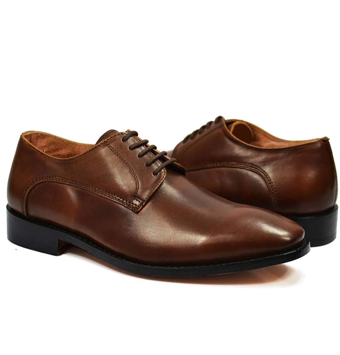 DALLAS Classic Plain Derby in Bombay Brown by Paul Malone