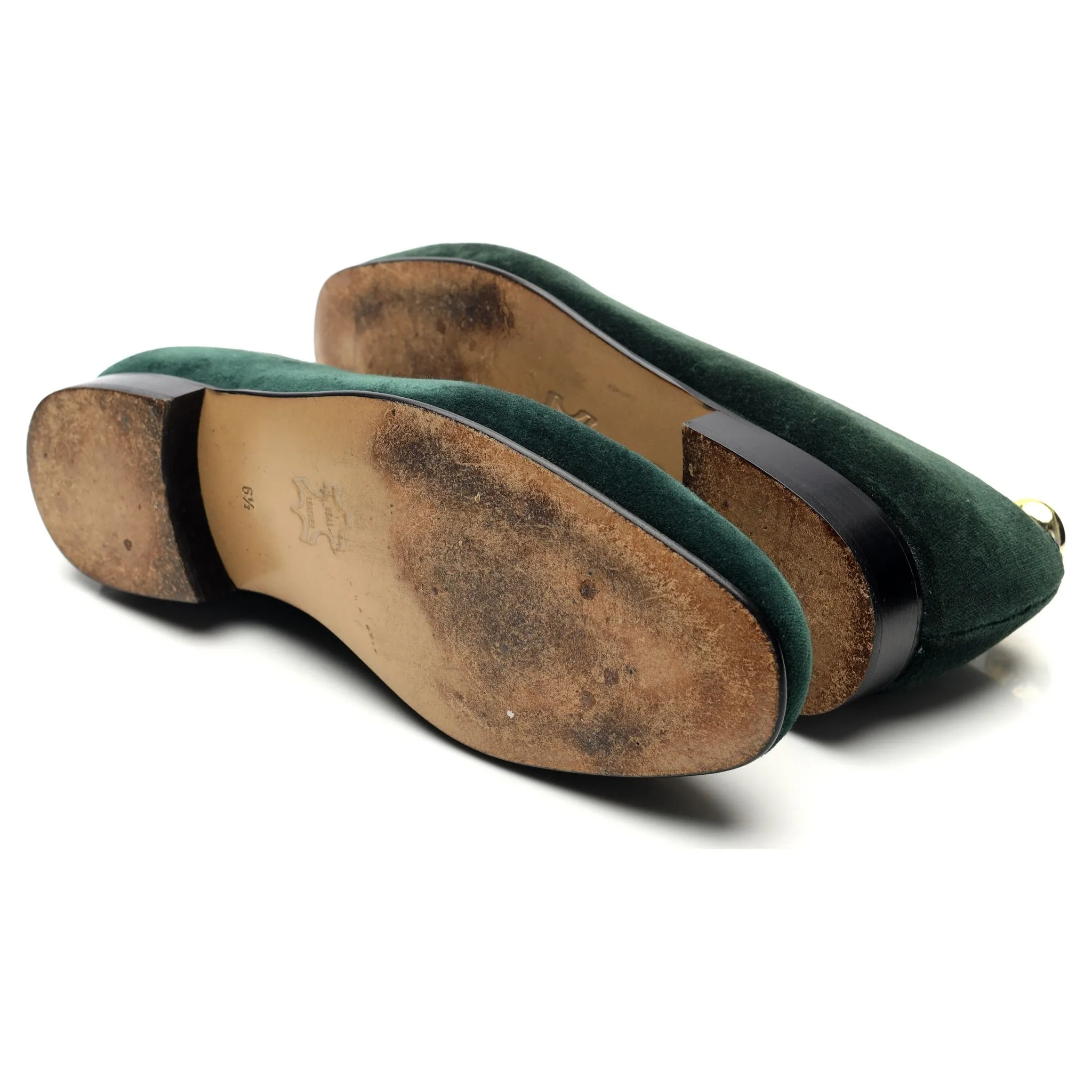 Dark Green Velvet Slippers UK 6.5