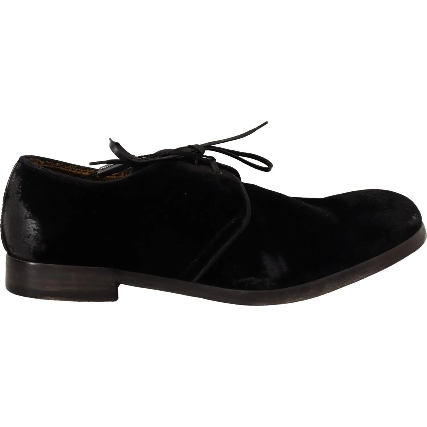 Dolce & Gabbana Elegant Black Velvet Derby Shoes