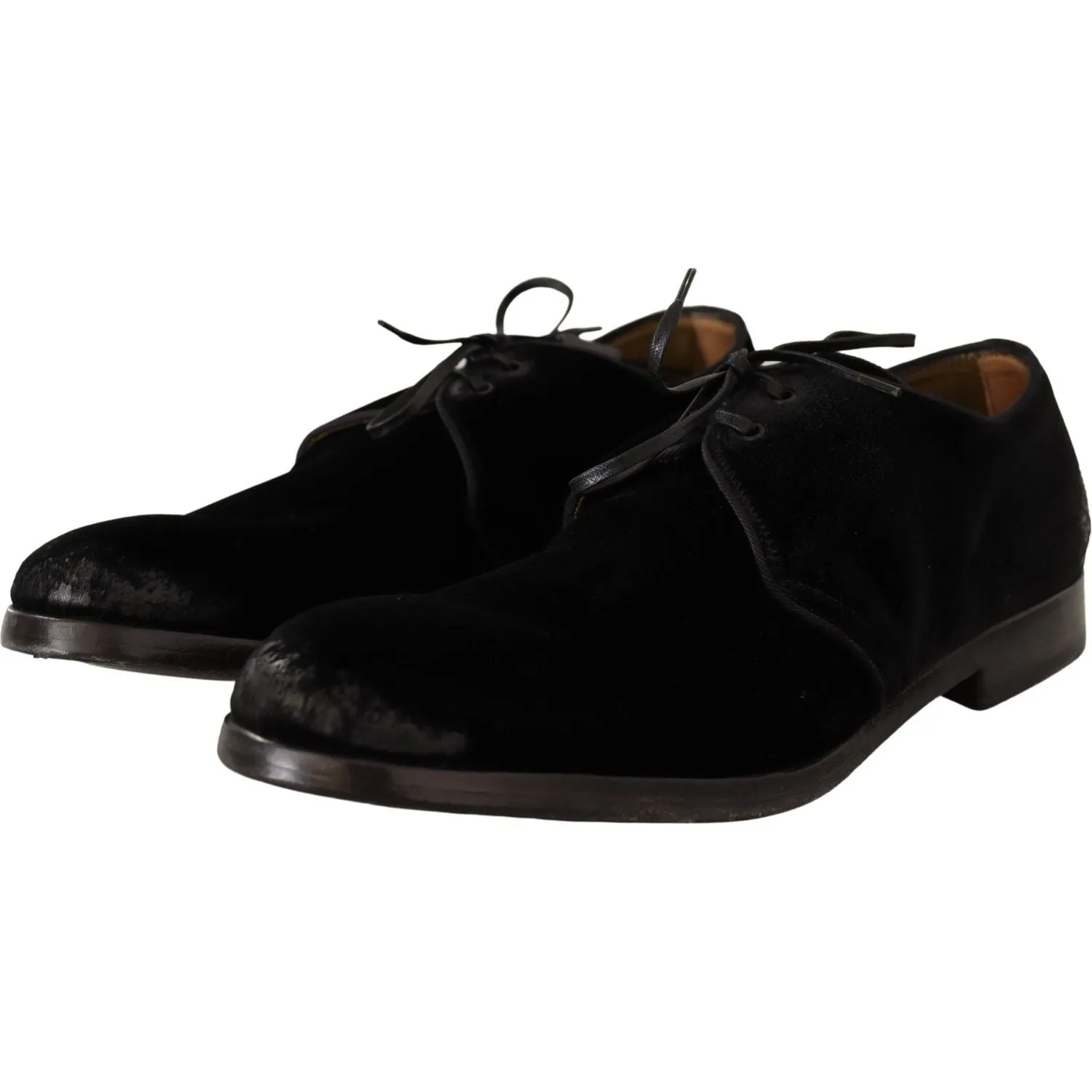 Dolce & Gabbana Elegant Black Velvet Derby Shoes