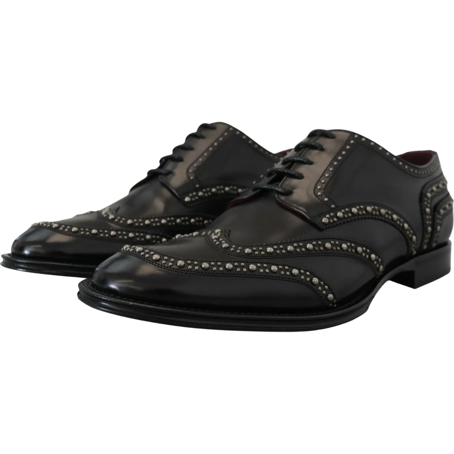 Dolce & Gabbana Elegant Studded Black Derby Shoes