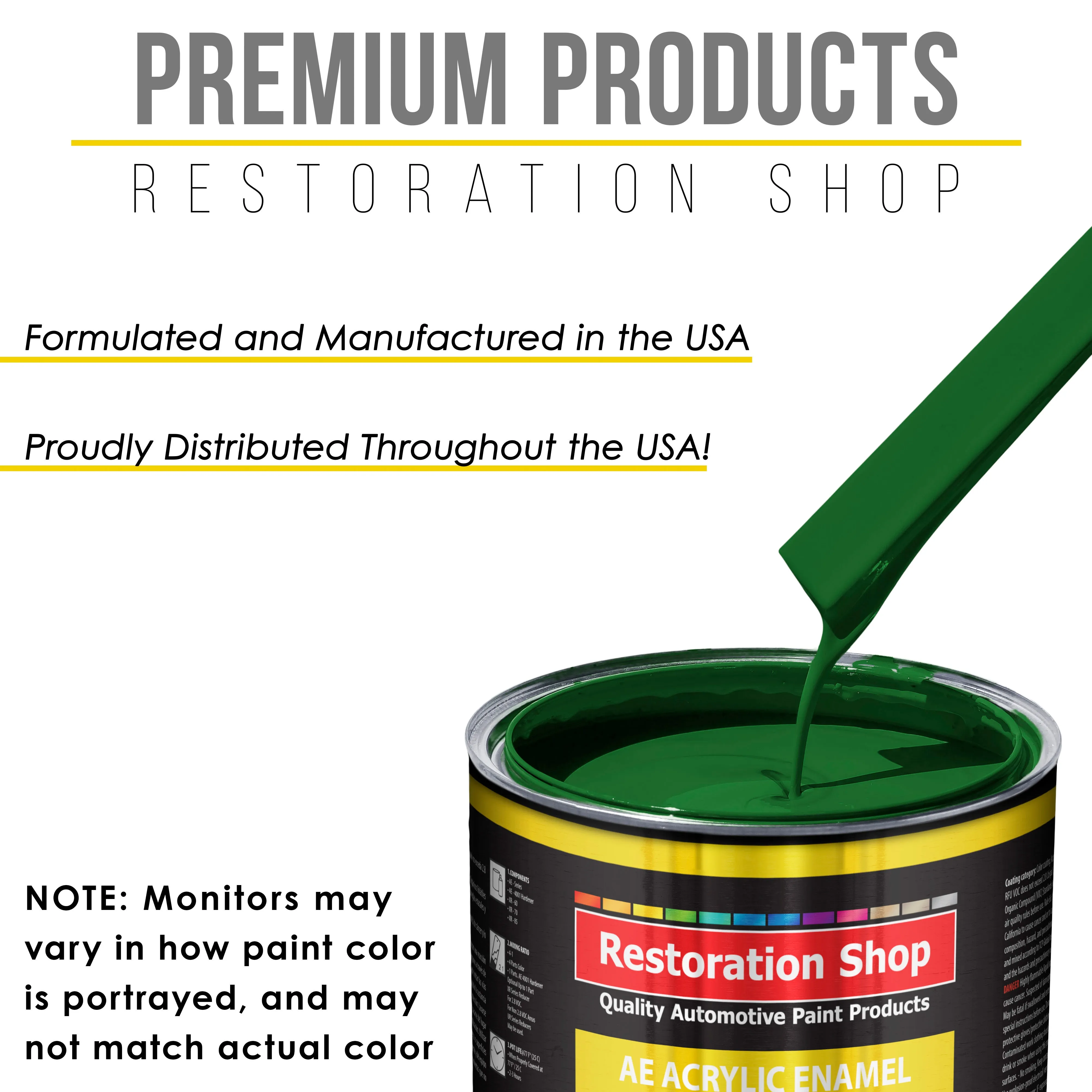 Emerald Green Acrylic Enamel Auto Paint - Complete Quart Paint Kit - Professional Single Stage Automotive Car Truck Coating, 8:1 Mix Ratio 2.8 VOC