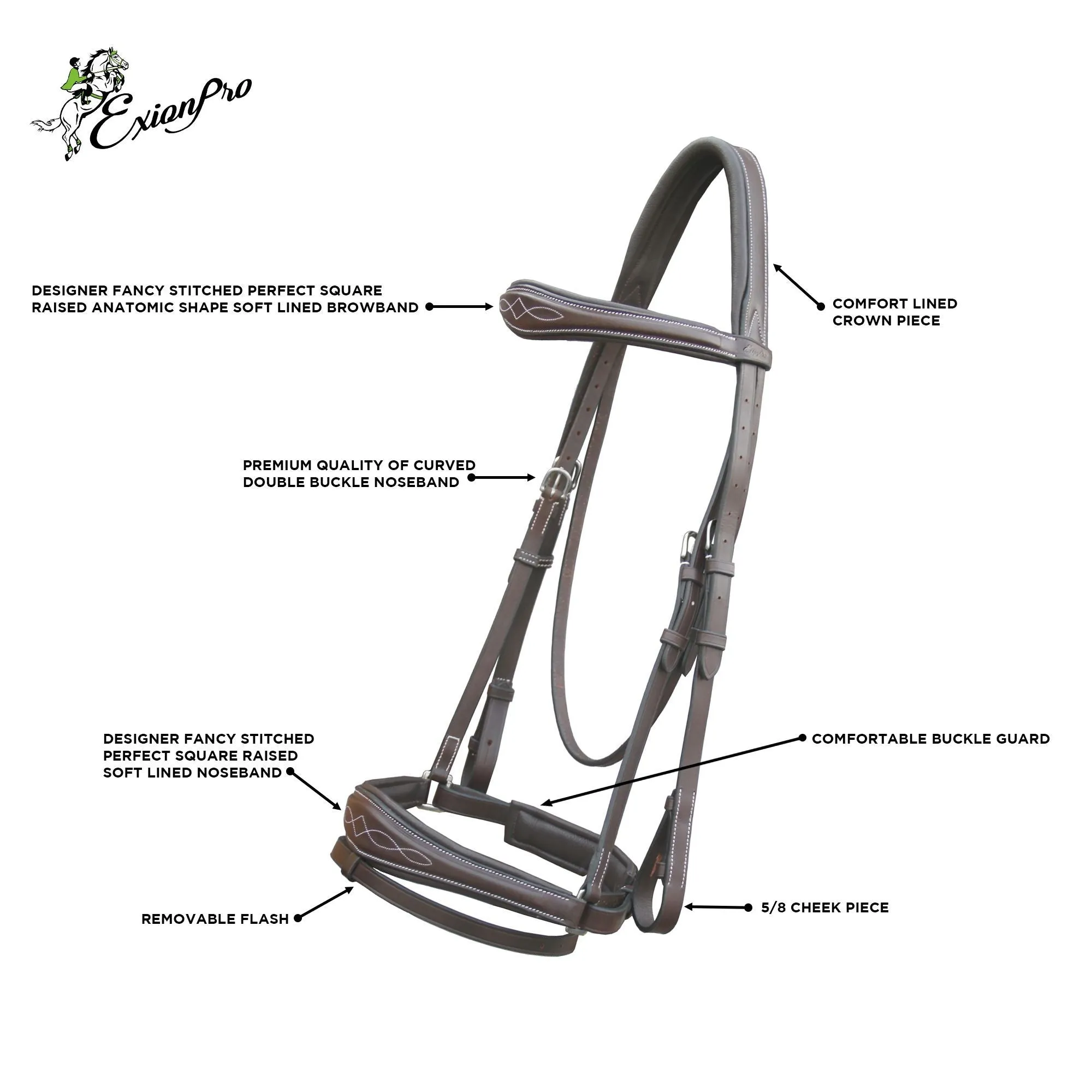 ExionPro Anatomical Dressage Bridle with Reins