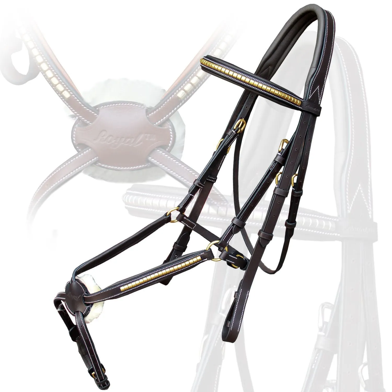 ExionPro Brass Clincher Figure 8 Bridle with Rubber Reins