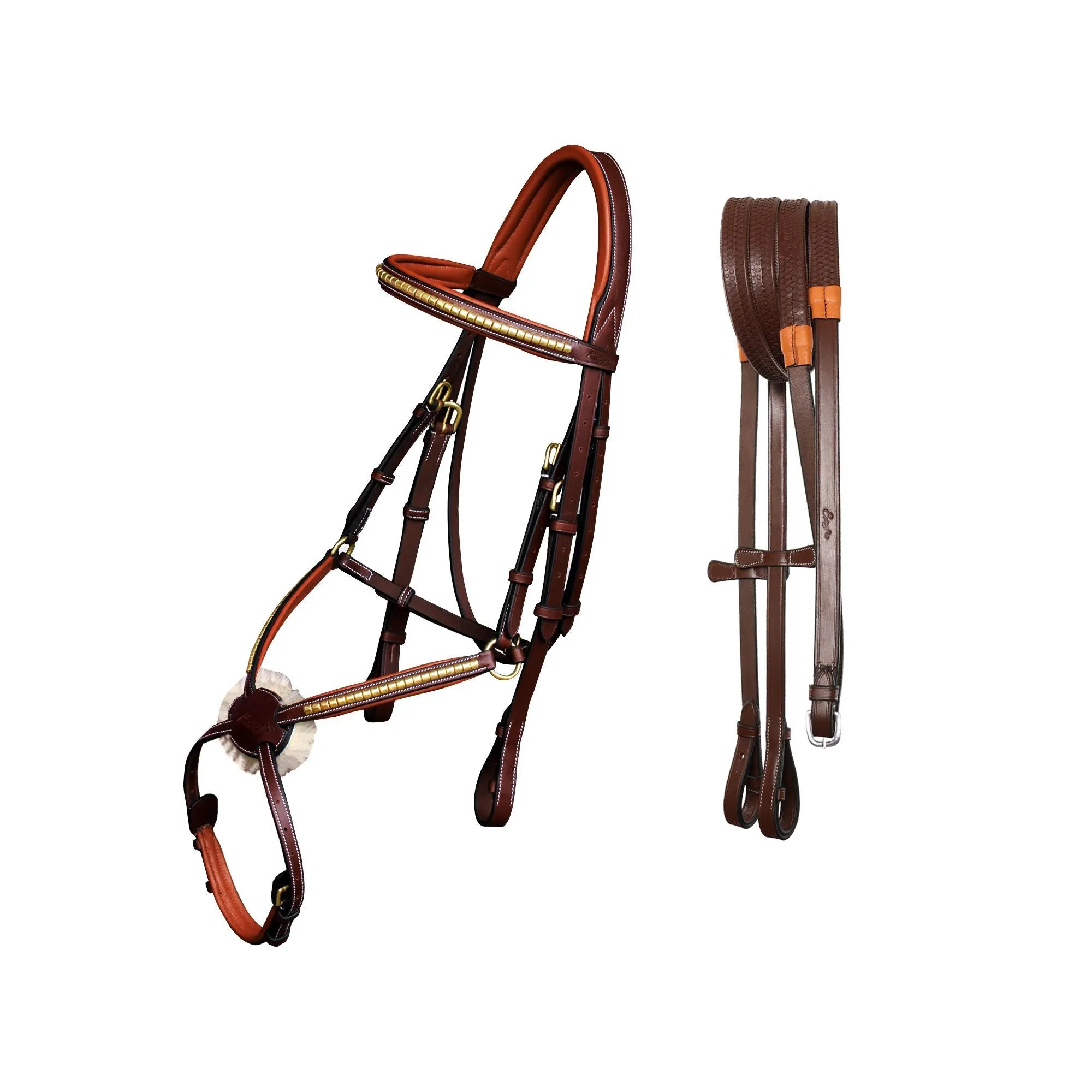 ExionPro Brass Clincher Figure 8 Bridle with Rubber Reins