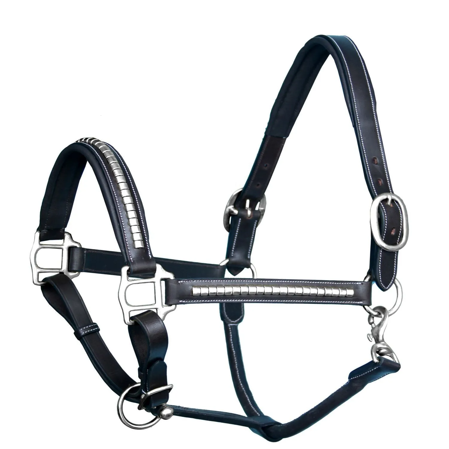 ExionPro Clincher Leather Halter - Brass Nickel Hardware