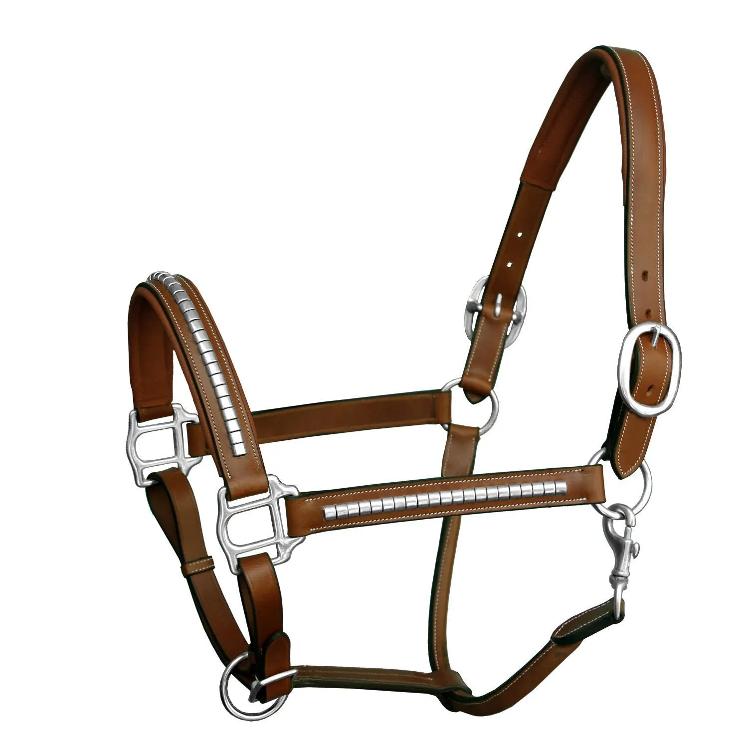 ExionPro Clincher Leather Halter - Brass Nickel Hardware