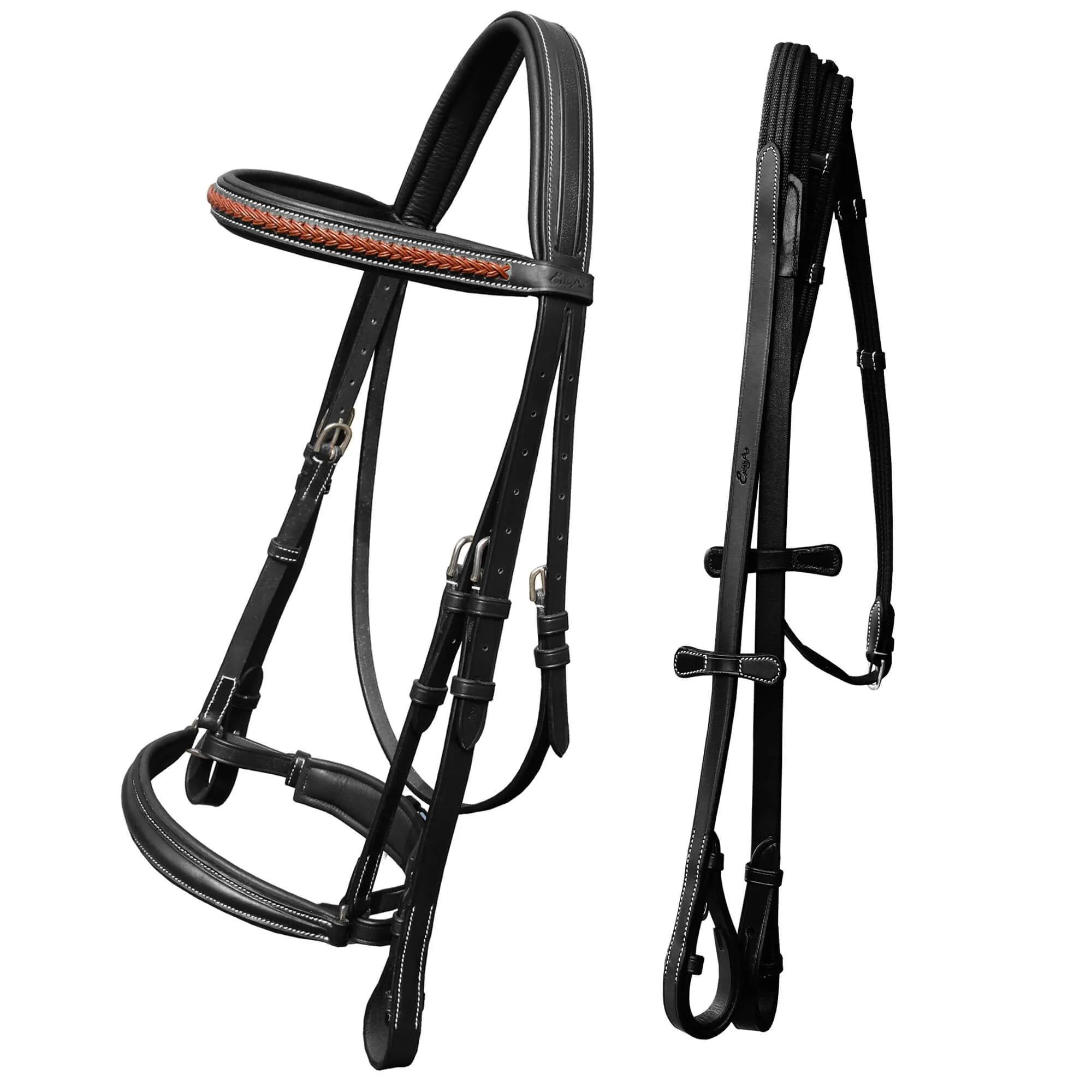 ExionPro Net Braided Browband & Dressage Bridle with Web Reins