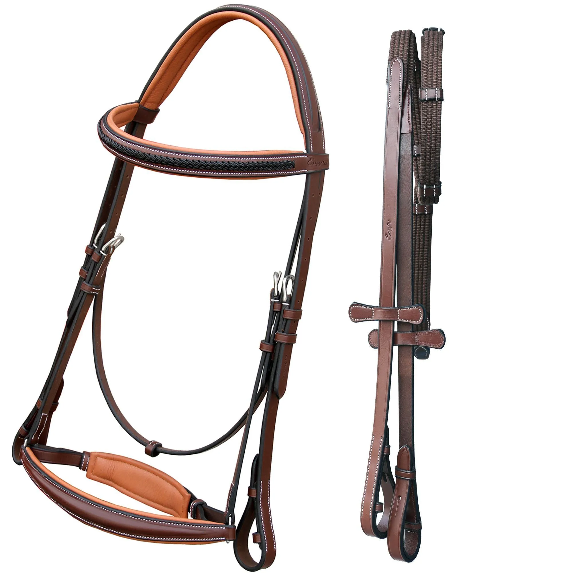 ExionPro Net Braided Browband & Dressage Bridle with Web Reins