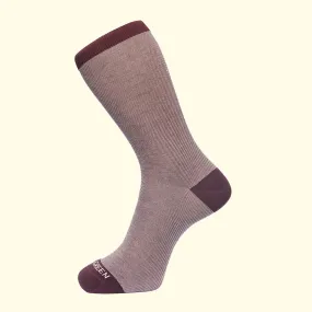 Fine Stripe Pattern Sock in Burgundy