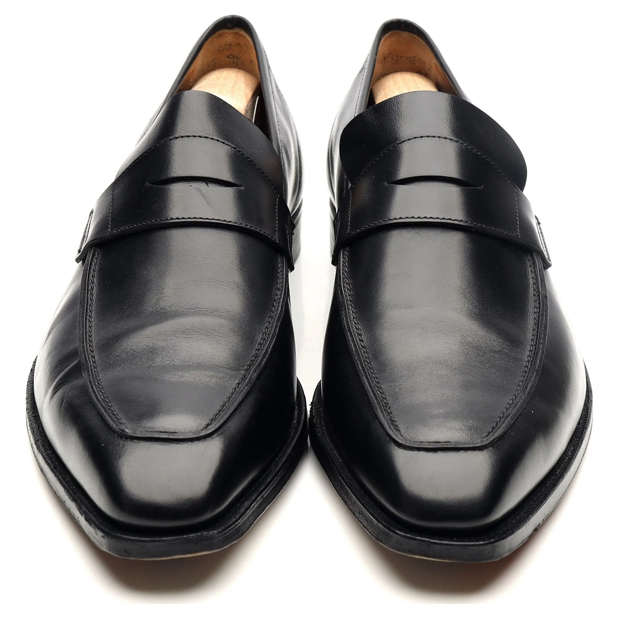 'George' Black Leather Loafers UK 9.5 E