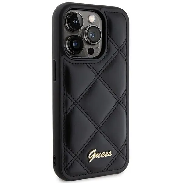 Guess Quilted Metal Logo Case for iphone 15 Pro 6.1" Black - GUHCP15LPSQSQSK