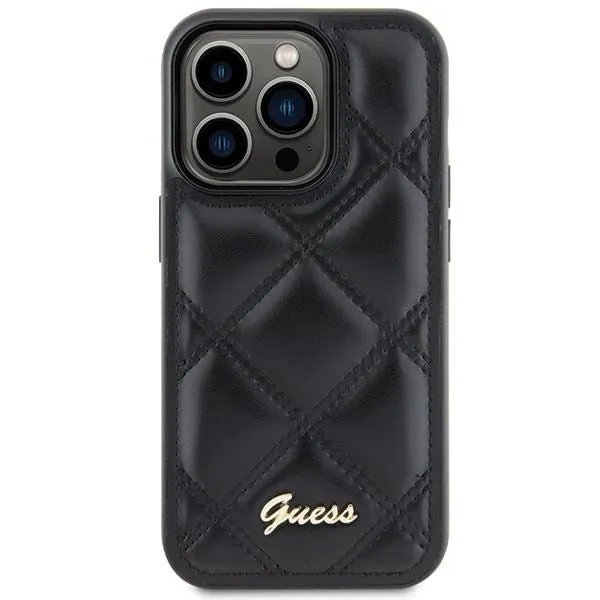 Guess Quilted Metal Logo Case for iphone 15 Pro 6.1" Black - GUHCP15LPSQSQSK