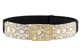 Icon Equestrian Belt - Python Printed Cork with Centered Black Metallic Stripe - TIG