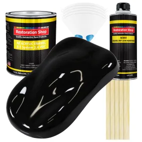 Jet Black (Gloss) Acrylic Enamel Auto Paint - Complete Gallon Paint Kit - Professional Single Stage Automotive Car Truck Coating 8:1 Mix Ratio 2.8 VOC