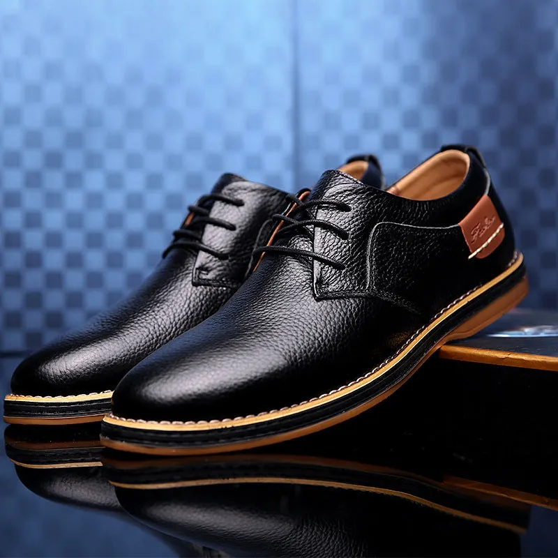 Mens Casual Lace-up Shoes, Classic Office Leather Shoes