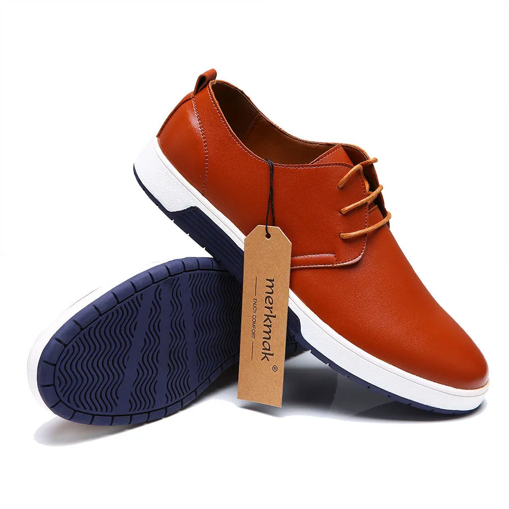 Mens Street Style Casual Leather Shoes in Blue