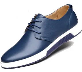 Mens Street Style Casual Leather Shoes in Blue