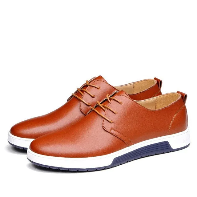 Mens Street Style Casual Leather Shoes in Blue