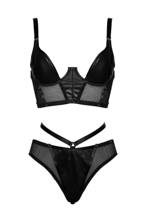 Mia Longline Leather Lingerie Set