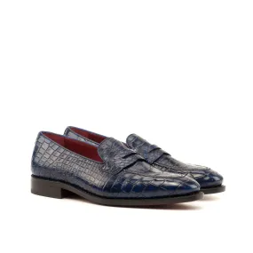 Navy Alligator Penny Loafer