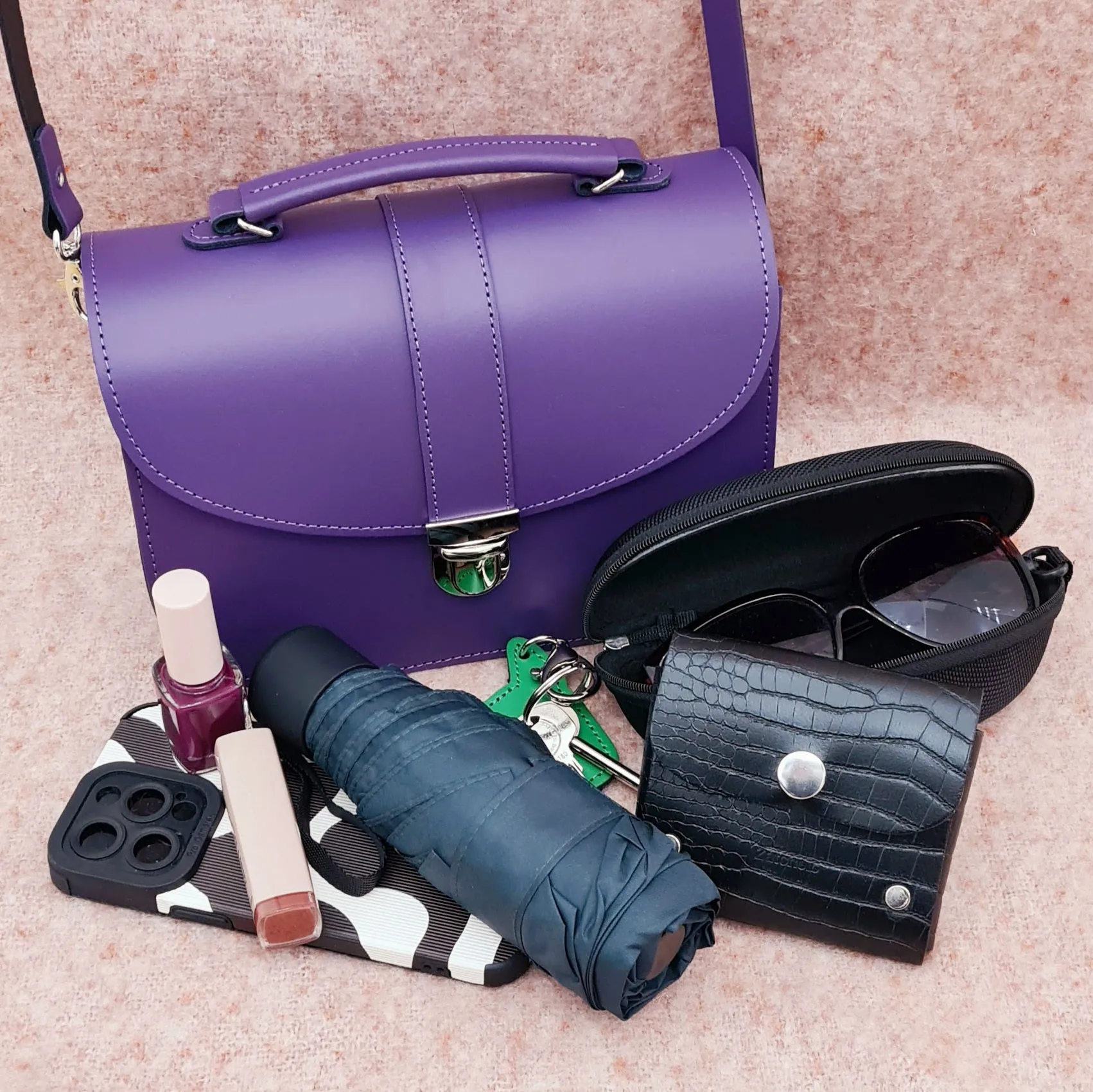 Olympia Handmade Leather Bag - Purple