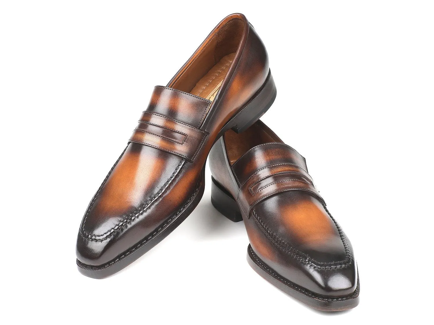 Paul Parkman Brown Burnished Goodyear Welted Loafers (ID#36LFBRW)