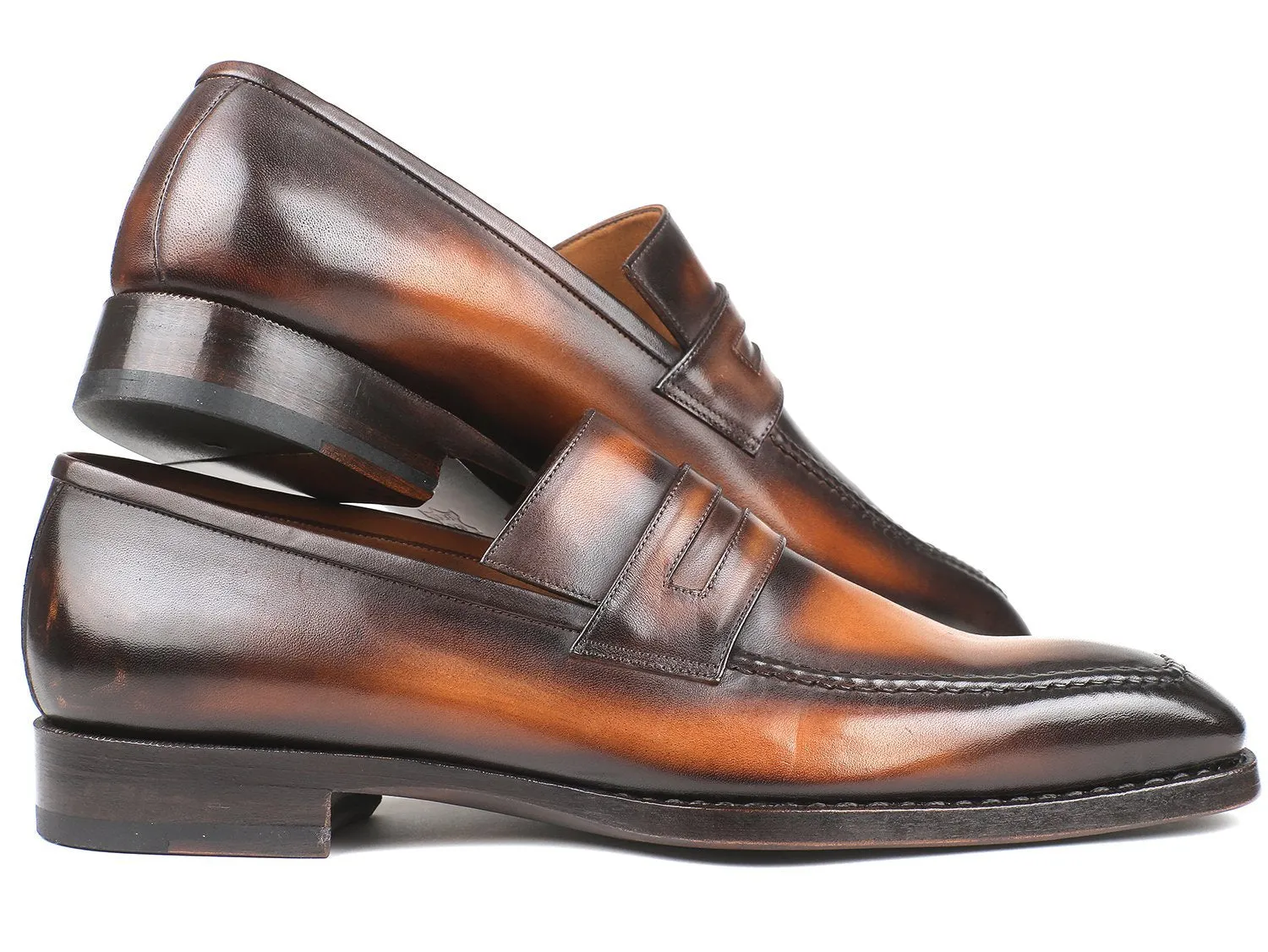 Paul Parkman Brown Burnished Goodyear Welted Loafers (ID#36LFBRW)