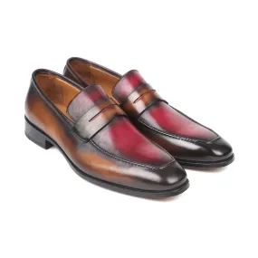 Paul Parkman Handmade Designer Shoes Brown & Bordeaux Dual Tone Loafers (PM5860)