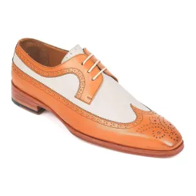 Paul Parkman Men's Cognac and Cream Calf-Skin Wingtip Derby Oxfords 924CC55 (PM6122)