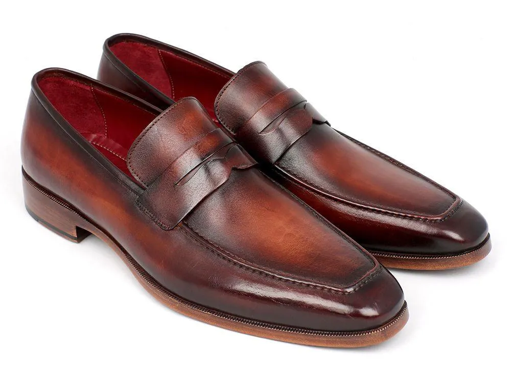 Paul Parkman Men's Penny Loafer Bordeaux and Brown Calfskin (ID#10FD61)