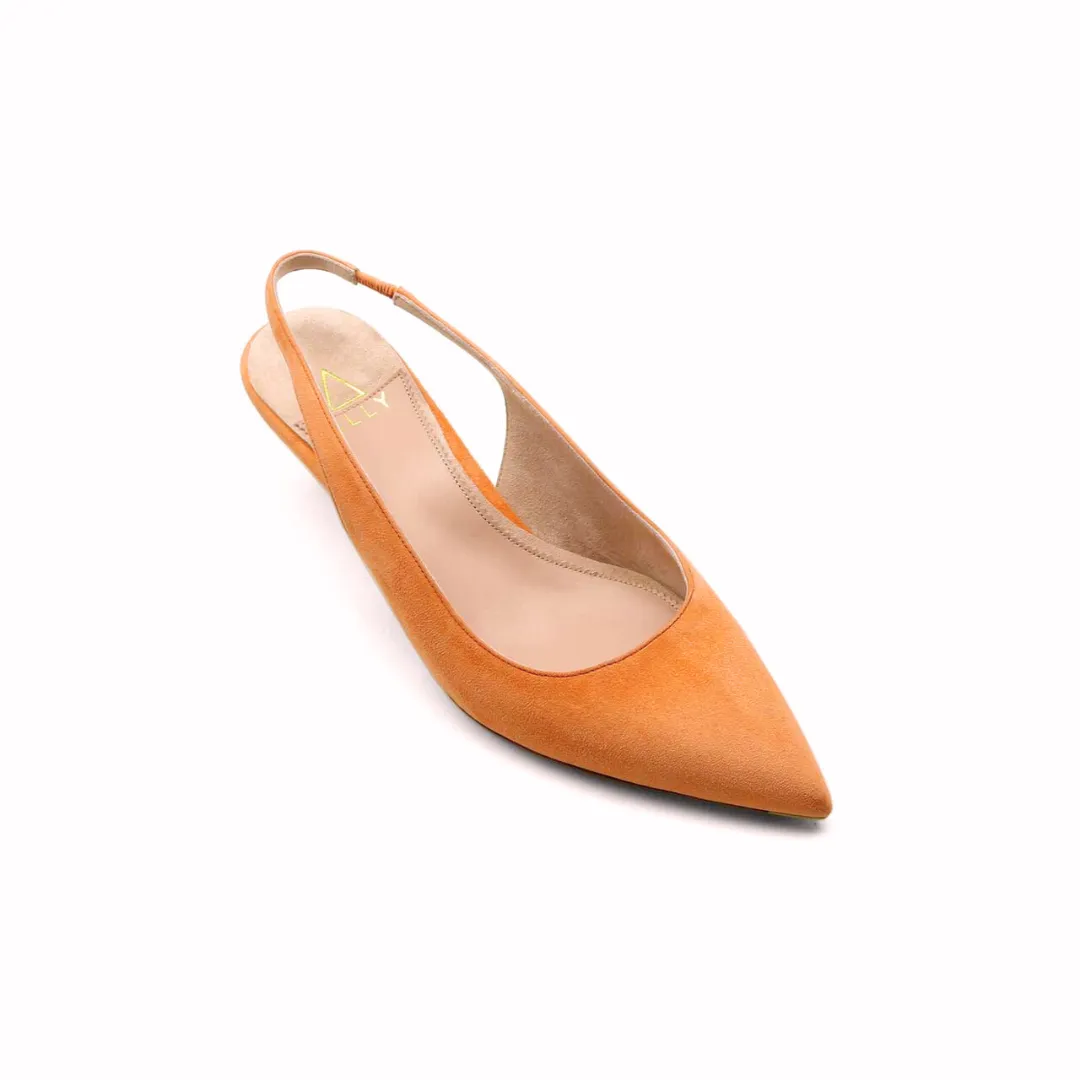 Peach Fuzz Suede Slingback Kitten Heel