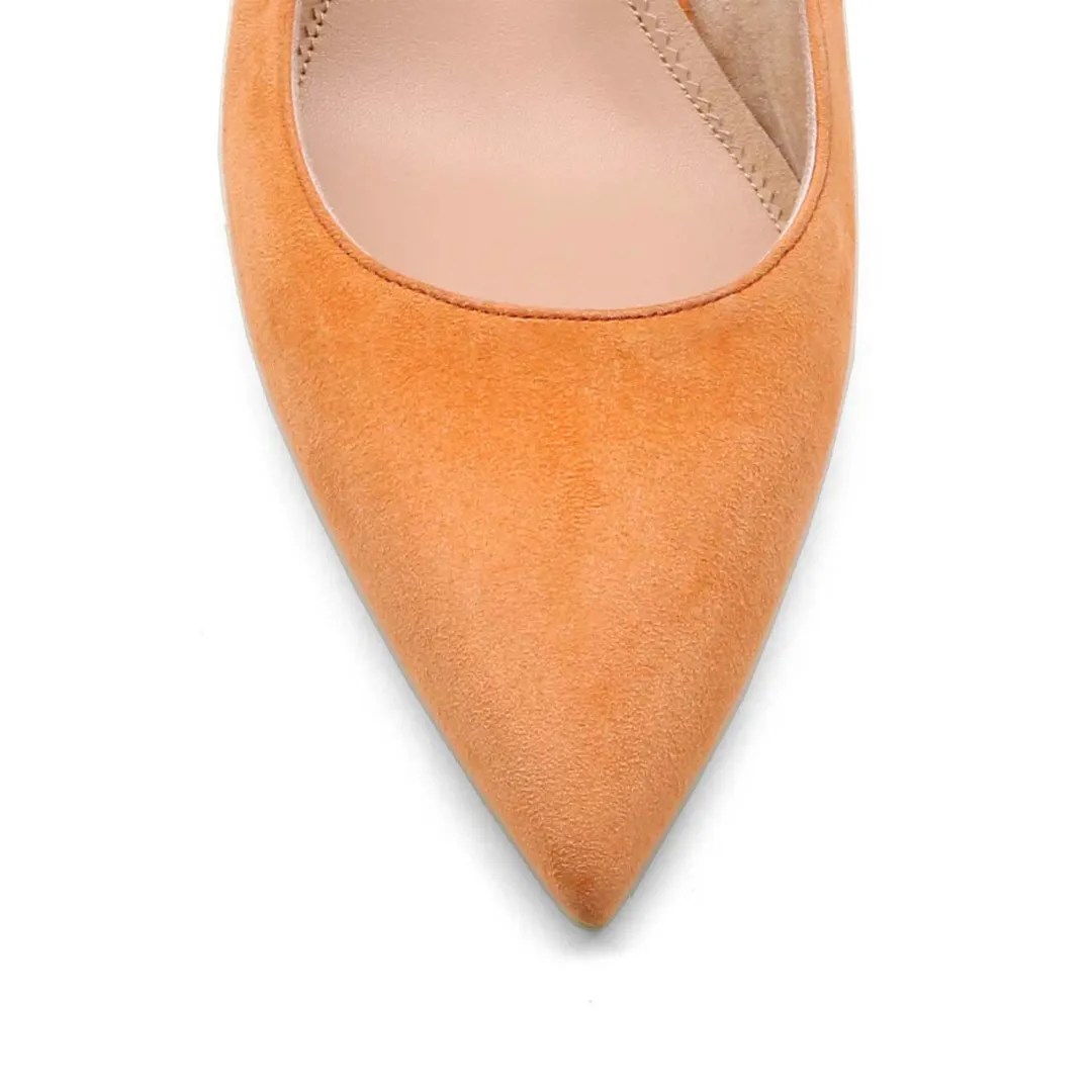 Peach Fuzz Suede Slingback Kitten Heel