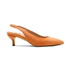 Peach Fuzz Suede Slingback Kitten Heel