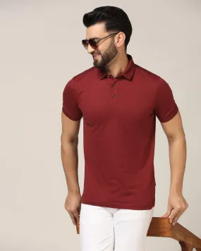 Polo Red Melange Solid T-Shirt - Felix