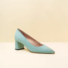 [SAMPLE] Blue Breeze Suede Lower Block Heel