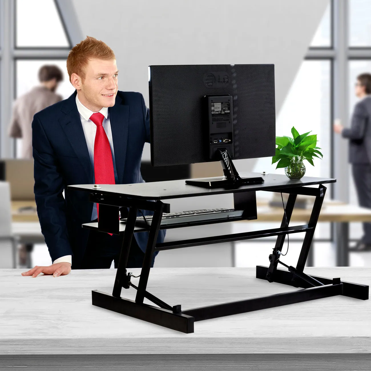 Sit-To-Stand Monitor Riser Desk