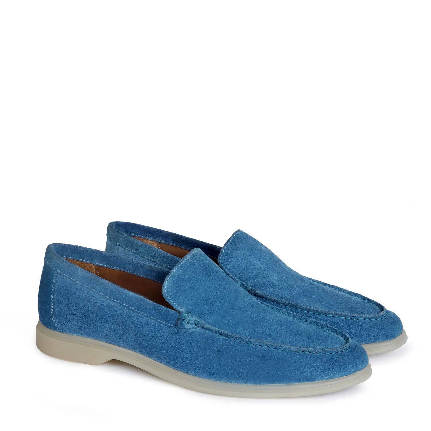 Sky Blue Yacht Shoes with in Suede Leather