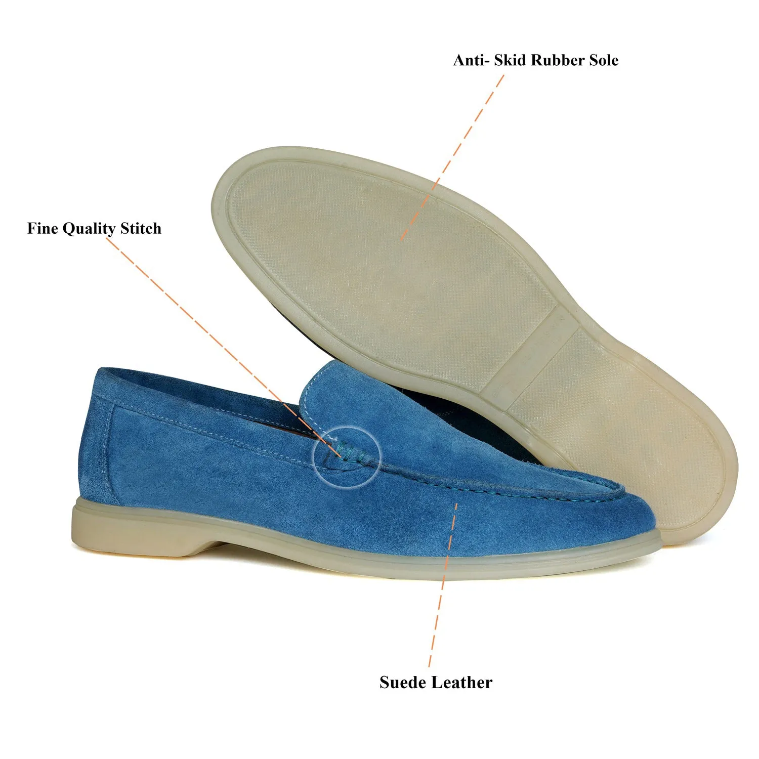 Sky Blue Yacht Shoes with in Suede Leather