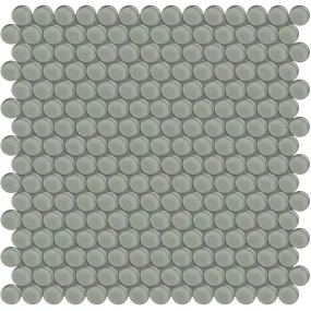 Smoke, Penny Round Mosaic - Glass Tile