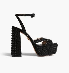 The Party Platform - Black Suede/Black Rhinestone