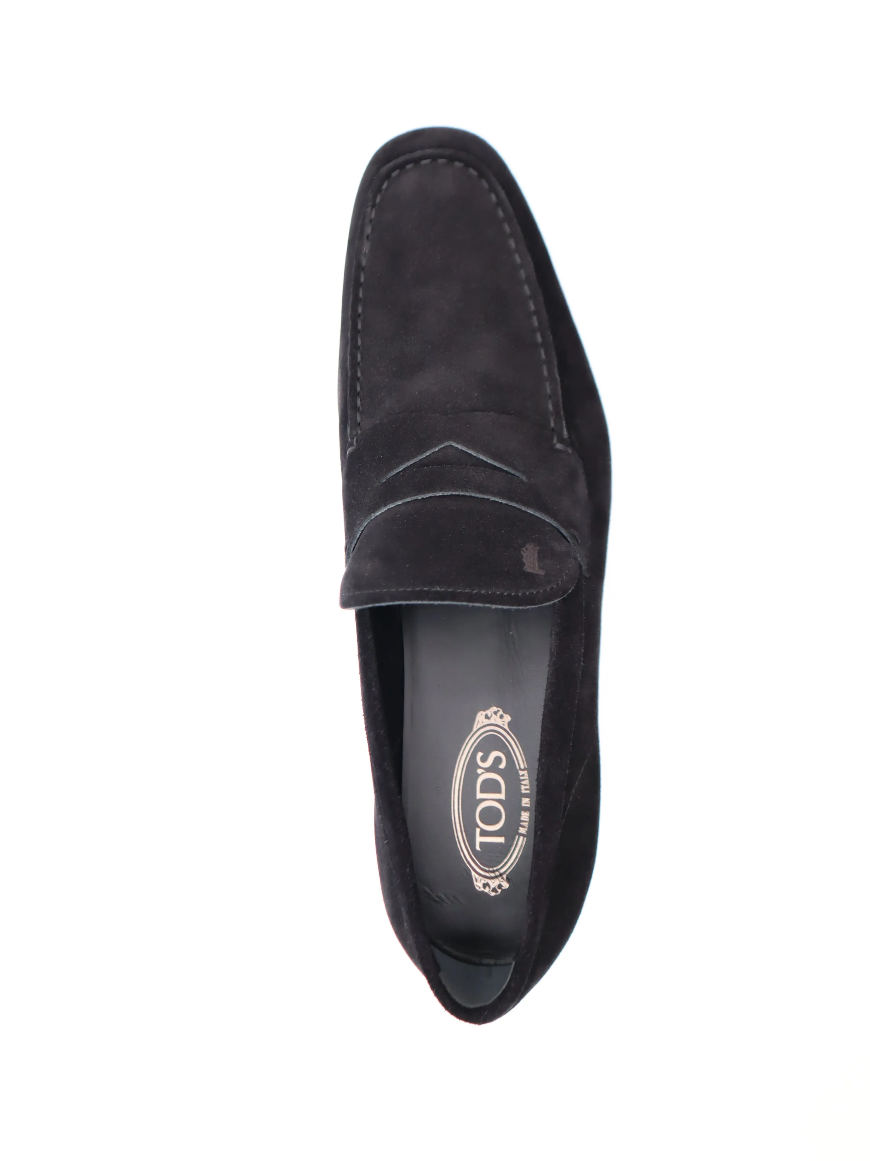 Tods Mens Black Suede Penny Moccasin Loafer Shoe