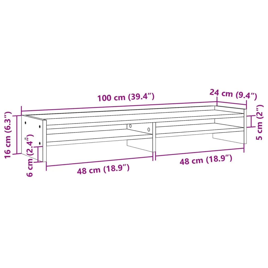 vidaXL Monitor Stand Brown Oak 100x24x16 cm Engineered Wood